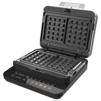 Anbolife Grille-pain numérique 5-en-1 détachable 1000W avec plaques interchangeables pour gaufres, noix, steaks et paninis