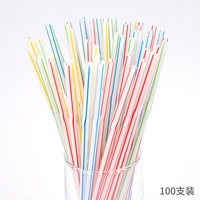 Pailles à boire jetables en PP écologiques rayées, 100 pièces, 8,3 pouces, 5 mm de diamètre, couleurs assorties