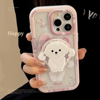 Chiot de conception mignonne populaire avec étui de téléphone Magn et Holder pour iPhone 16 15 14 Pro Max livraison gratuite accessoires de téléphone avec support