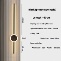 Applique murale linéaire LED noire JACKSUN en acrylique, luminaire mural long 350 °   Lampes murales rotatives filaires pour salon, 100 cm
