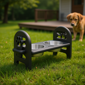 Tazón Ajustable para Mascotas, Material HDPE, Portátil, Listo para Viajar, Duradero, Madera de Polipropileno Reciclado, Color Blanco - Product Image 2