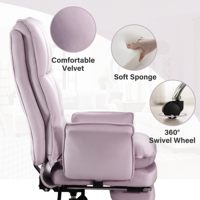VANBOW Chaise de bureau moderne violette et souple, ergonomique, rotative à 360 degrés avec accoudoir inclinable pour directeurs de conférence