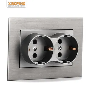 Hot Selling EU Double German Sockel Schuko Sockel French Socket Aluminium Panel 16A Steckdose CE ROHS CB