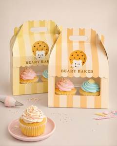ถุงคัพเค้กทรงสี่เหลี่ยมแบบกันน้ำ ยี่ห้อ Beary Baked ผลิตจากวัสดุ PE ปรับแต่งได้ ทนความชื้น สำหรับใส่เครื่องสำอาง พิมพ์ออฟเซ็ต บรรจุภัณฑ์รีไซเคิลได้ - Product Image 5