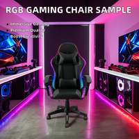 Fauteuil de Jeu Inclinable en Cuir RGB LED, Lumière Ambiante, Pivotant à 360 Degrés, en PU et Nylon, Échantillon Gratuit, pour Bureau et Gamers