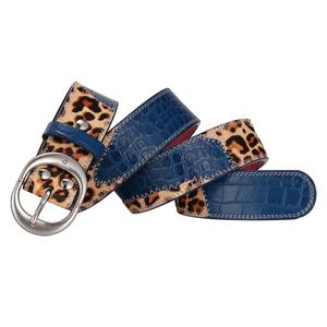 Diseño personalizado Patrón especial Vaquero Bloqueo Leopardo Color Grano completo Aleación de zinc Pin Hebilla Correa de cuero genuino Cinturón de diseñador - Product Image 2