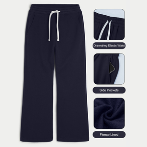 Pantalon de survêtement large pour homme <span class=keywords><strong>Essentials</strong></span>, taille haute, en molleton épais, style streetwear, avec poches - Product Image 2
