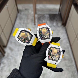 V2 Version Hip-hop Smiley <b>Face</b> Tourbillon White Ceramic Case Automatic Mechanical Movement Canvas Strap Mechanical Watch Fashion - Product Image 1
