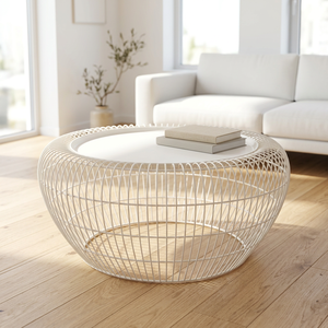 Table basse moderne en laiton AK, finition blanche, design unique, pour salon et décoration intérieure. - Product Image 2