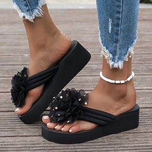 Nouvelles sandales compensées ouvertes 2025 pour femmes – Tongs d'été tendance pour la plage et les vacances, antidérapantes, respirantes, légères, à semelle épaisse, pour l'extérieur - Product Image 3