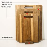 Ensemble de planches à découper de cuisine en bois d'acacia, 3 pièces, poignée épaisse, bloc de boucher, durable, passe au lave-vaisselle, plateaux en bois, découpe de viande