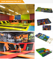 Trampolín de parque de entrenamiento para niños y adultos, seguro, colorido, personalizado, con red protectora, TUV & ASTM, Dubái