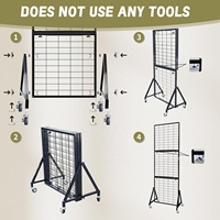 Support d'affichage pliable sur roulettes en grille métallique mobile pour décorations de mariage, Noël et anniversaire