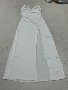Elegante Vestido de Fiesta con Encaje y Abertura Lateral, Escote en V Asimétrico, de Satén, Ajustado, Largo, para Verano y Vacaciones - Product Image 6