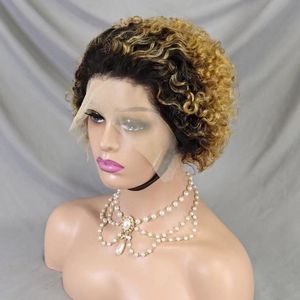 Perruque Lace Front Courte Bob Kinky en <span class=keywords><strong>Cheveux</strong></span> Brésiliens <span class=keywords><strong>pour</strong></span> <span class=keywords><strong>Coupe</strong></span> Pixie, Couleur Ombrée 1BT27, Vente en Gros, Fournisseur Populaire, Livraison Directe - Product Image 1