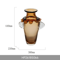 Art Déco Ambre Collier Pétale Soplé à la Main Vase Verre Ailé Luxe Centre Table Floral Déco Maison