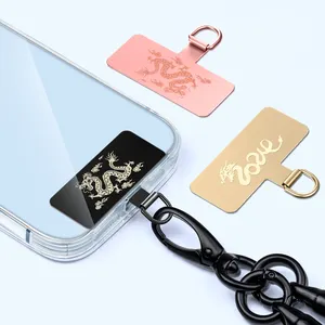 Universal Phone Lanyard Patch With Stainless Steel Slip D-Ring Mobile Phone Tether Tab In Rope Shape Metal Phone Clip