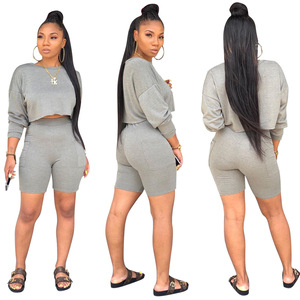 Venta al por mayor larga tops para usar con polainas apretado casual 2 piezas trajes niñas fitness <span class=keywords><strong>yoga</strong></span> conjuntos cortos inicio - Product Image 2