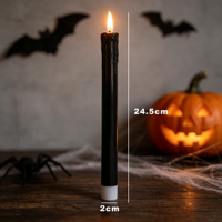 Bougie LED noire étanche à piles, lumière décorative blanc chaud pour la décoration de la maison et Noël, Halloween