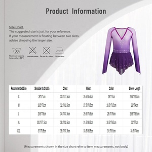 Robe de patinage artistique pour femme, ombrée, avec strass, en Spandex, col en V, manches longues en maille, avec trous pour les pouces, ourlet type mouchoir, pour compétition, personnalisable - Product Image 6