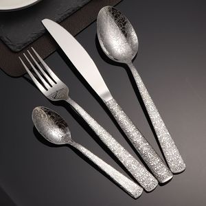 Stainless Steel Cutlery Set 4 Pieces Full Patterned Western Style For Home And Hotel Use - Product Image 1