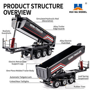 Hui Na1509 <span class=keywords><strong>Camion</strong></span> benne semi-<span class=keywords><strong>remorque</strong></span> RC en alliage à l'échelle 1:18, télécommande 2.4G, portée 25m, prêt à l'emploi, 12 canaux, chargeur inclus - Product Image 4