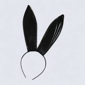 Golden Shuttle Weaving Fun Mirror Leather Bunny Ear <b>Headband</b> <b>Black</b> Party Costume Accessory Women Sexy Roleplay Cosplay Hat - Product Image 2