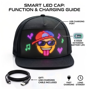 Gorra con Pantalla LED Mini, Mensaje Desplazable Iluminado, Tira de LED, Gorro para Fiesta de Navidad, Gorro Inteligente con Pantalla LED Flexible - Product Image 3
