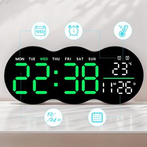 LED <b>Digital</b> Wall <b>Clock</b> with Remote Control Multifunctional Alarm Temperature Display for Living Room Modern Home - Product Image 6