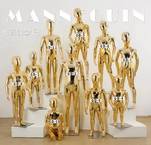 New fashion full body chrome finish child boy kids manikin girls mannequin gold silver for sale