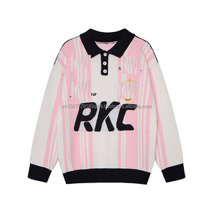 Chaleco de punto sin mangas con cuello vuelto y bordado jacquard de letras personalizadas, estilo jersey, de marca, a la moda - Product Image 1