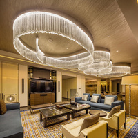 Lustre de plafond led en cristal sur mesure, grand projet d'hôtel de luxe, banquet, hall, restaurant, hall d'entrée