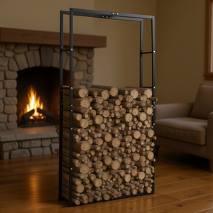 Soporte para Leña de Acero Negro de Diseño Moderno para Chimeneas, 39.4x9.8x78.7 Pulgadas - Product Image 2