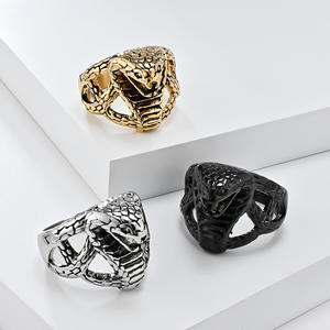 Anillo Retro de Acero de Titanio con Forma de Serpiente Cobra para Hombre, Joyería con Forma de Animal, Regalo para Ocasiones Especiales, Color Plata, Oro y Negro - Product Image 1