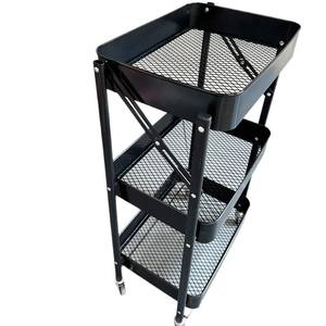 Chariot de <span class=keywords><strong>rangement</strong></span> pliable à trois niveaux pour cuisine, salle de bain, chambre à coucher - <span class=keywords><strong>Rangement</strong></span> mobile au sol pour jouets et collations de bébé - Product Image 5