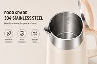 Bouilloire Électrique en Acier Inoxydable 1,8 L 1500 W avec Arrêt Automatique, Protection Anti-Ébullition à Sec et Base Rotative à 360° pour Usage Domestique et Hôtelier