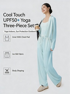 Women's Lightweight Breathable Solid Pattern 3 Piece Set Sun Protective Suit Loose Casual UV Protection Outdoor Sports Suit