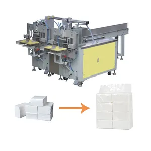 PLC tissue paper bundling packing automatic blow tailings sealing cutting napkin paper packing machine for tissue paper bag