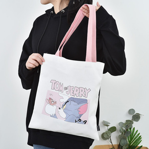 Color Handle Blank Thermal Sublimation Tote Bag Factory Wholesale Custom Size Fashion Cheap <b>Canvas</b> Shopping Bag Printed Withlogo - Product Image 4