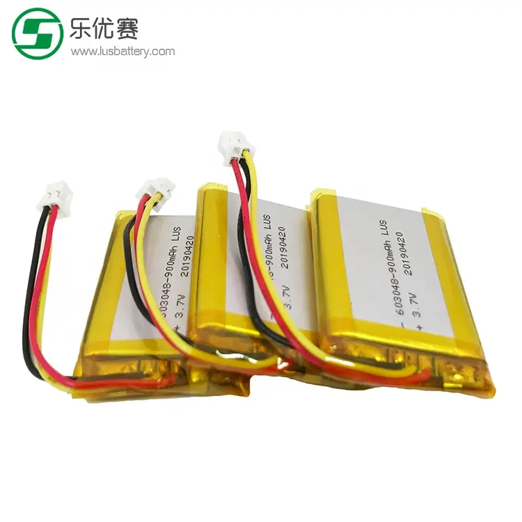 Batterie rechargeable rectangulaire Lithium-ion polymère LP603048 3.7V 900mAh avec une carte de circuit imprimé de protection 10K NTC