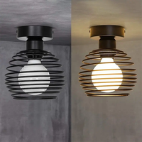 Plafonnier LED rétro vintage en fer, style vis E27, pour couloir et allée intérieurs