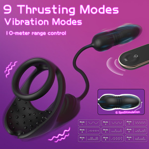 WQS WQSA000537B Vibrating Electro Cock Ring Silicone Plug with 9 Vibration &amp; Thrusting Modes Suction Control for Male <strong>Anal</strong> Use - Product Image 4