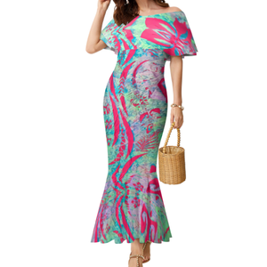 <span class=keywords><strong>Plus</strong></span> Size 8XL abito lungo a coda di pesce da donna Polynesian Elei Tribal Design Custom Lady Party Mermaid Dress <span class=keywords><strong>One</strong></span> Shoulder Maxi Dress - Product Image 1