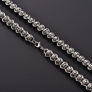 Collier lourd punk en acier inoxydable avec chaîne à maillons épais et nœuds, fait main, style gourmette, pour homme - Product Image 1