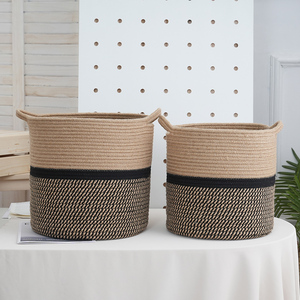 Cesta de plantas para sala de estar Cesta de cuerda de yute extra grande para almacenamiento Cesta de lavandería tejida con asas - Product Image 4
