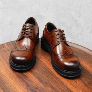 Zapatos Casuales de Cuero Genuino para Hombre, Hechos a Mano, Perforados, Transpirables, Antideslizantes, Venta al Por Mayor - Product Image 1