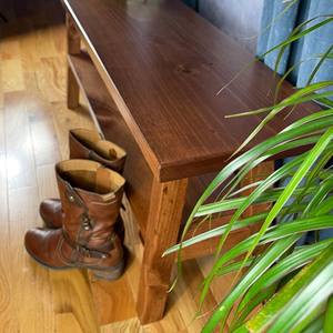 Banco de Entrada de Madera Maciza con Estante, Diseño Rústico, Zapatero, Tamaño Personalizable, Independiente - Product Image 3