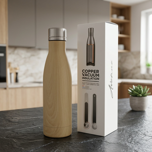Borraccia Termica Isolante Effetto Legno Rame 500ml Senza Marchio con Isolamento Sottovuoto Modello 100515-1 - Product Image 3