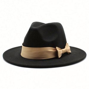 2 Tone <b>Wool</b> Felt Wide Brim Fedora Hats Women Wholesale 2022 Unisex - Product Image 3