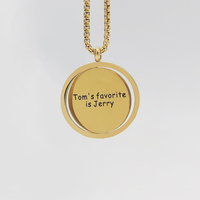Collier avec pendentif personnalisé en acier inoxydable 316L, texte personnalisé, logo gravable, disque or, noir, argent, chaîne, bijoux OEM